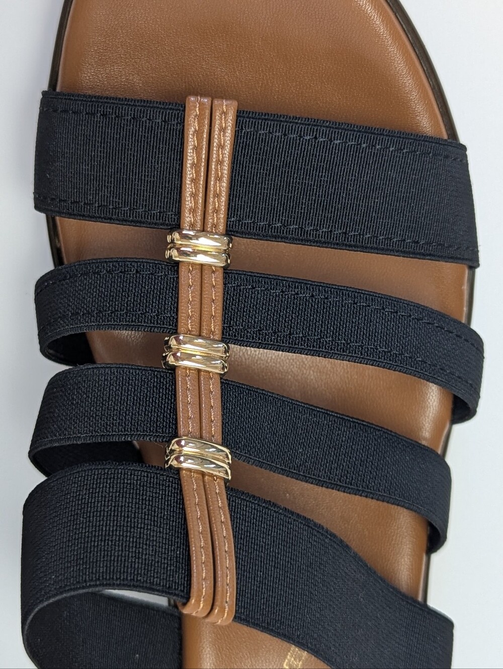Italian Shoemakers Clover Black Elastic Wedge Sandals Size 10 - Picture 3 of 9
